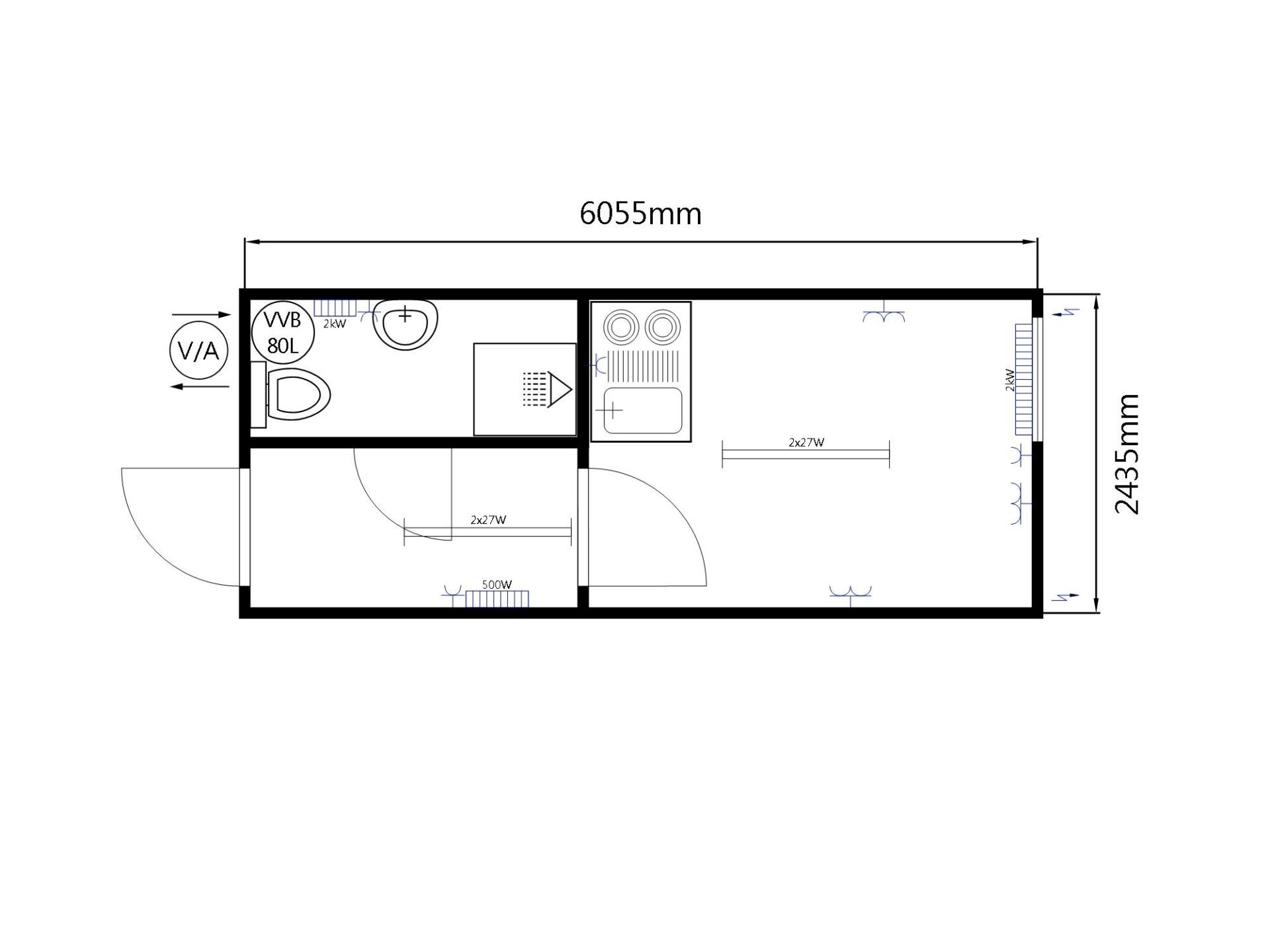 DEMOEX Stålmodul med WC, dusch och pentry - Bild 10