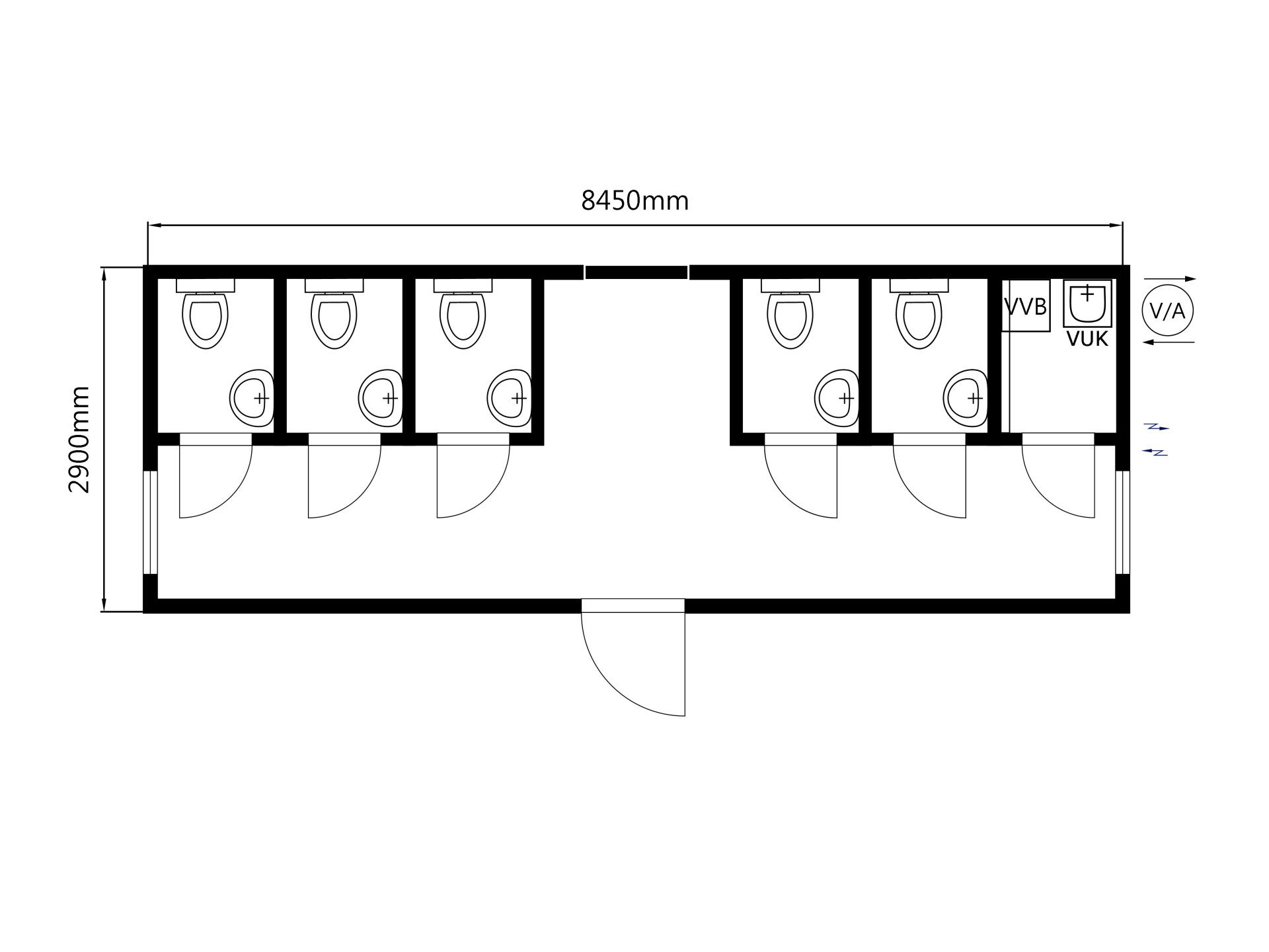 Sanitetsbod med 5 toaletter - Bild 10